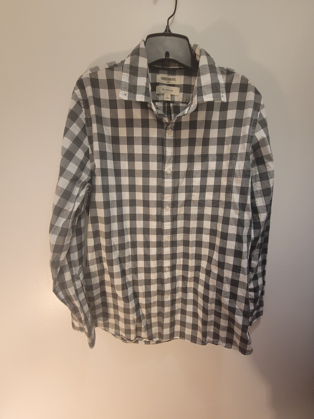 Goodthreads Black & White Check Button-Up Shirt L